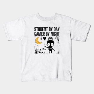 student by day gamer by night Kids T-Shirt